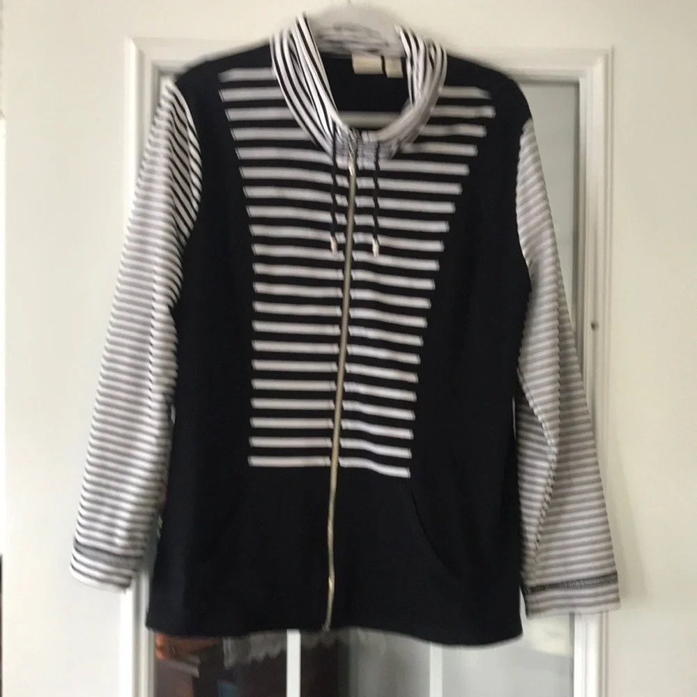 Chico’s Zenergy Striped Black and‎ White Women's Jacket